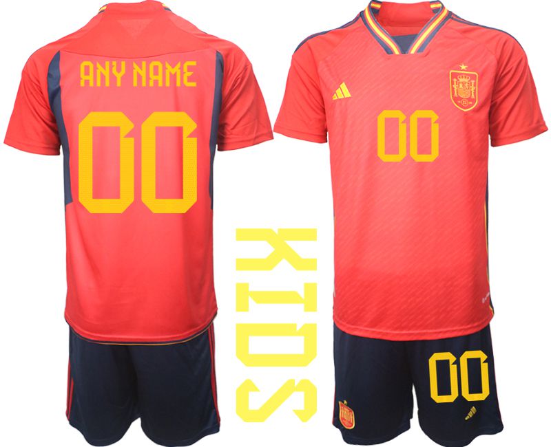 Youth 2022 World Cup National Team Spain home red customized Soccer Jersey->youth soccer jersey->Youth Jersey